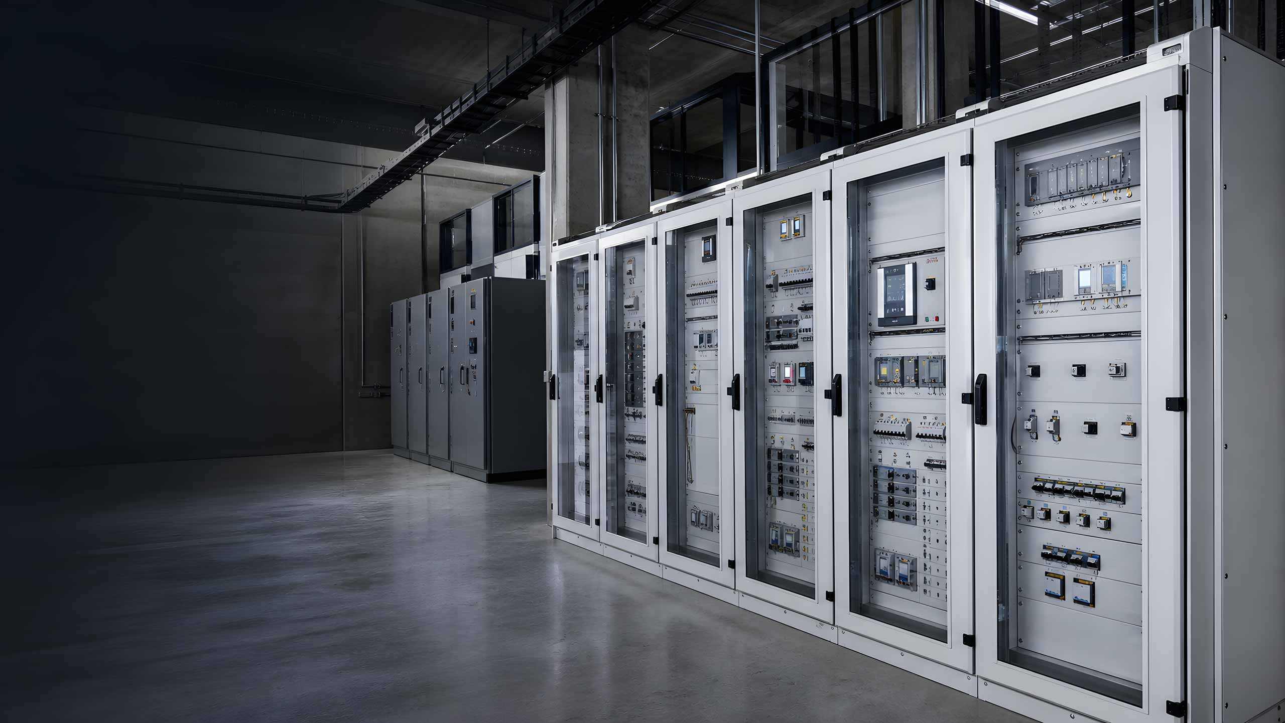 Modern electrical panel room or substation